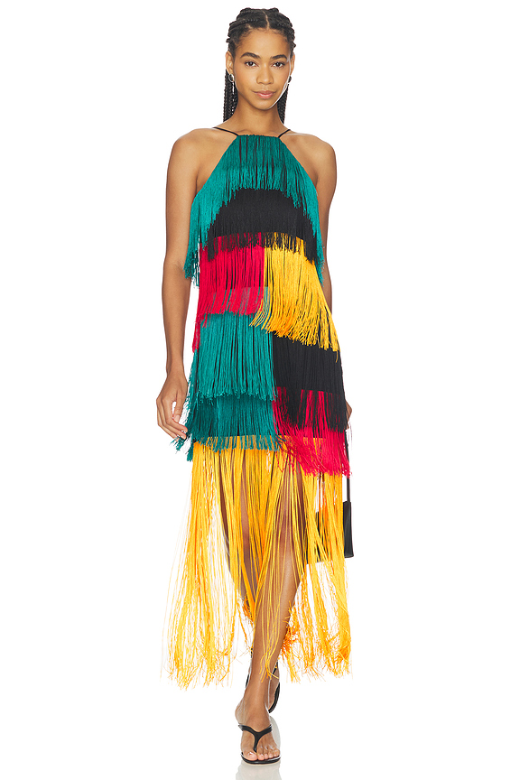view 1 of 4 VESTIDO DREA FRINGE in Vibrant Multi Fringe