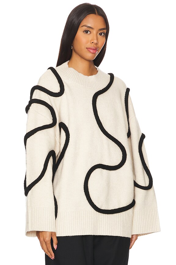view 2 of 4 JERSEY LEITH SQUIGGLE KNIT in Cream & Black