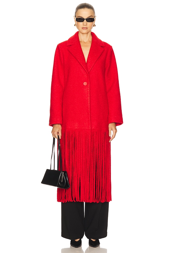 view 2 of 4 Vero Fringe Coat in Coral Red