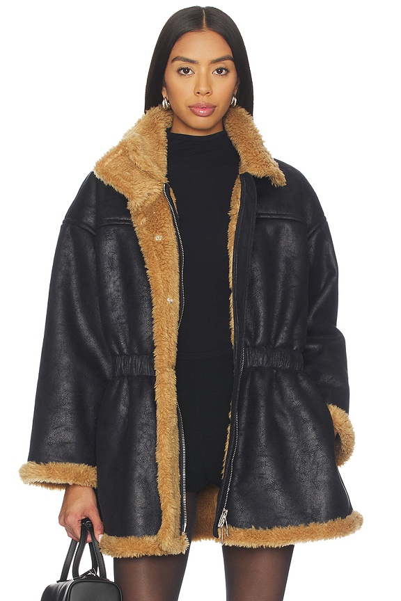 view 2 of 5 CHAQUETA YARA FAUX SHEARLING in Black