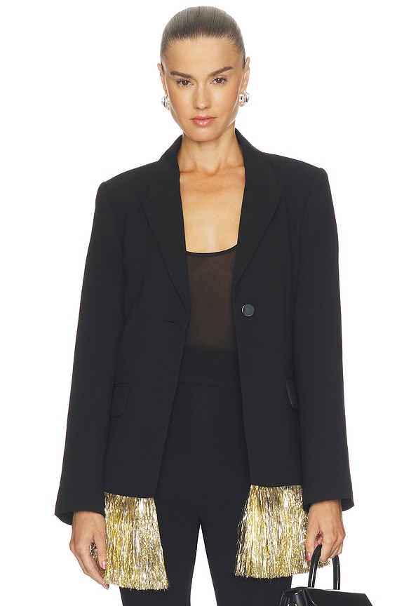 view 2 of 6 Odette Crepe Fringe Blazer in Black