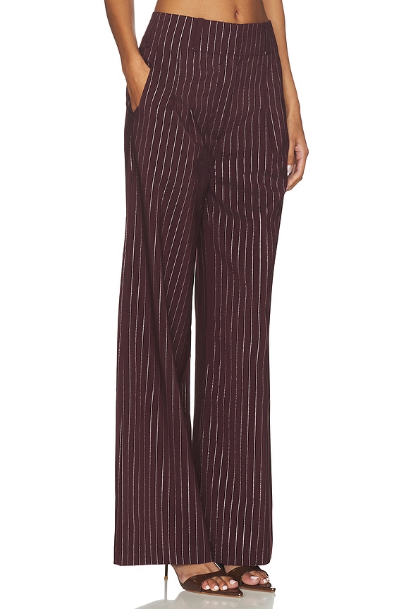 view 2 of 6 Bloo Pinstripe Pant in Bordeaux Metallic Pinstripe