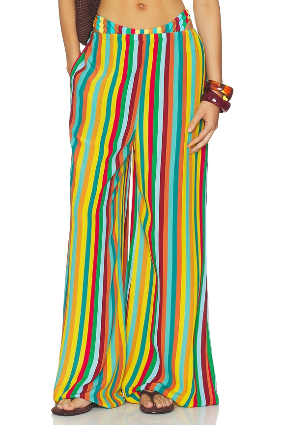 view 1 of 7 Nella Crepe Wide Leg Pant in Vibrant Multi Stripe