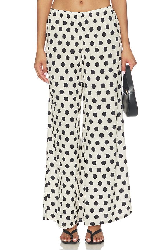 view 1 of 6 Nella Crepe Wide Leg Pant in Macadamia & Black Polka Dot