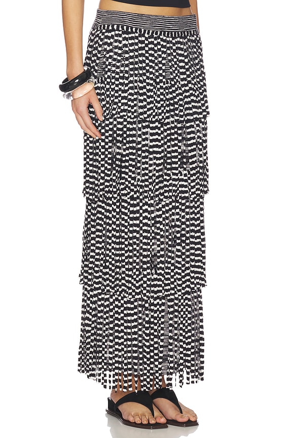 view 2 of 6 Za Za Knit Fringe Skirt in Black & White Space Dye