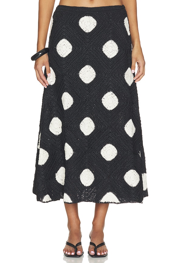 view 1 of 6 FALDA ZORAH CROCHET SKIRT in Black & Macadamia Polka Dot