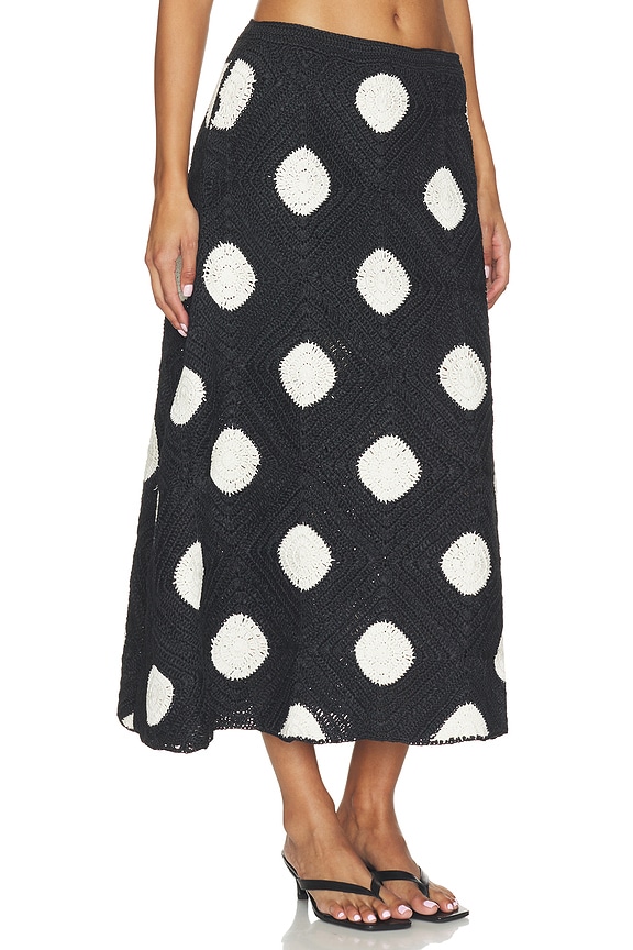 view 2 of 6 FALDA ZORAH CROCHET SKIRT in Black & Macadamia Polka Dot