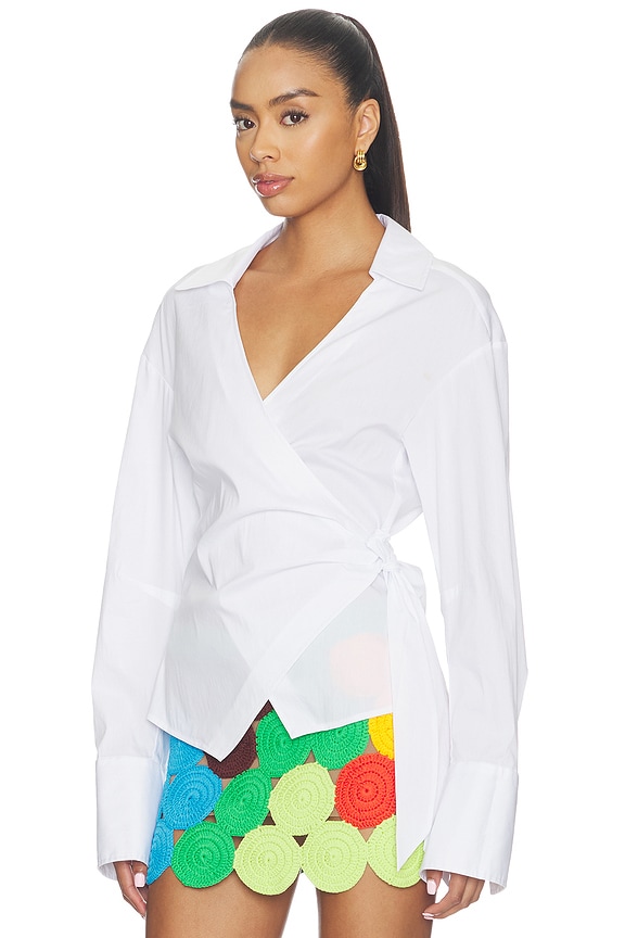view 2 of 4 Anya Poplin Wrap Top in Macadamia