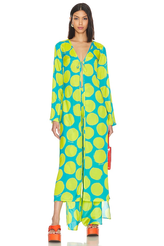 view 1 of 4 Valley Coverup in Suburban Blue & Valley Green Dot Print