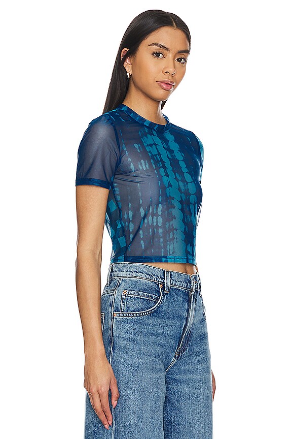 view 2 of 4 Gamma Mesh Tee in Ink Gingham & Shibori Combo