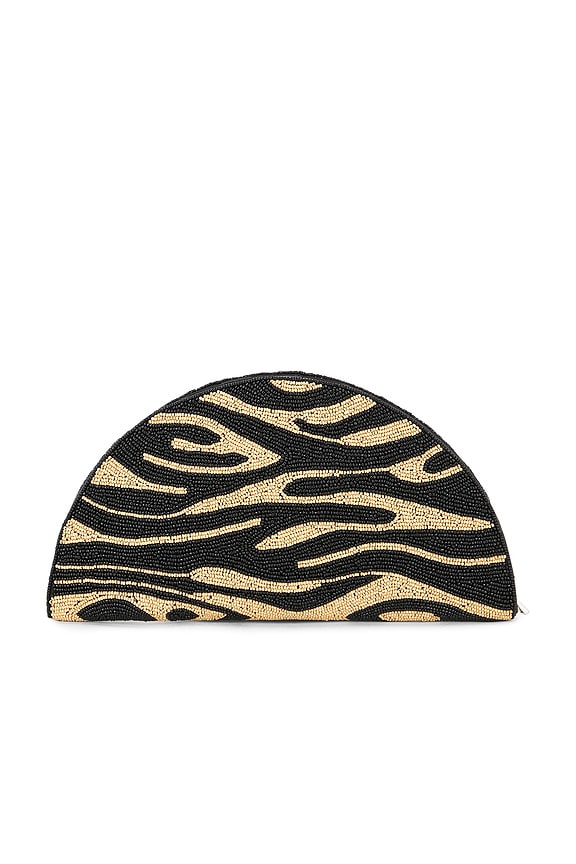 view 2 of 6 Beaded Lune Clutch in Brown Zebra