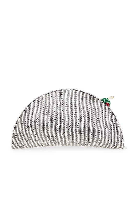 view 2 of 6 Beaded Lune Clutch in Silver & Olive