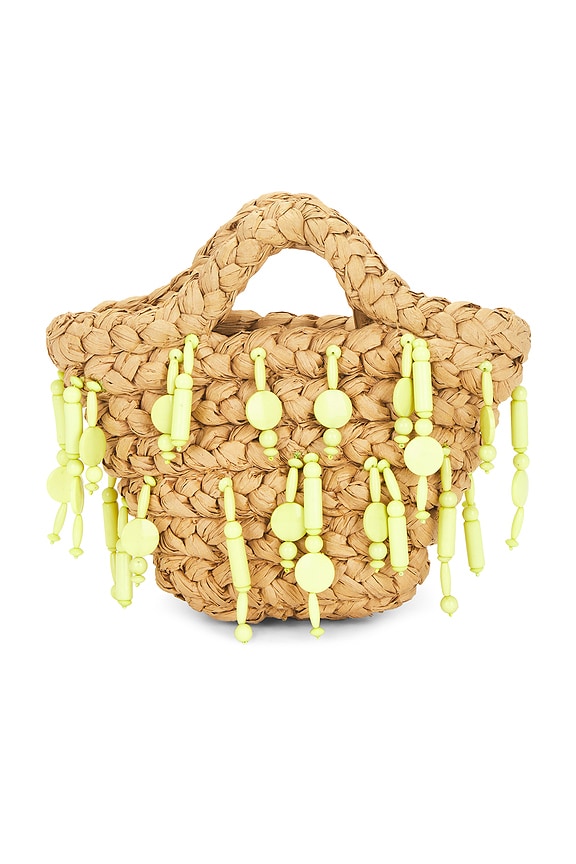 view 1 of 4 BOLSO TOTE BEADED SHELLY in Natural & Lime