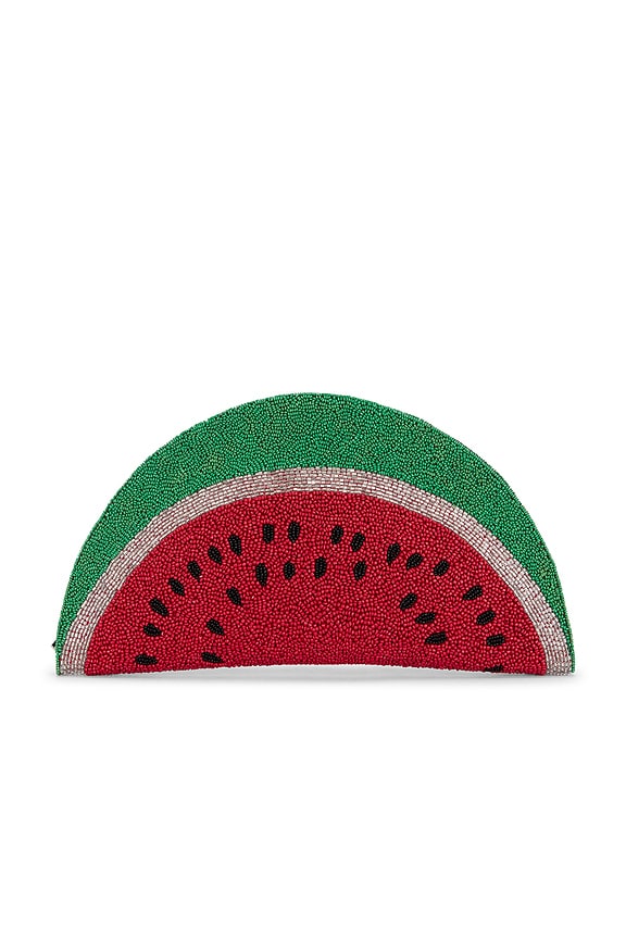 view 1 of 4 Beaded Lune Clutch in Watermelon