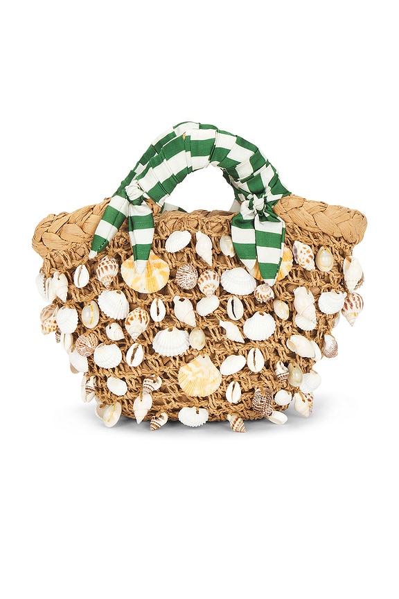 view 1 of 4 BOLSO TOTE SHELLY in Natural & Green Stripe