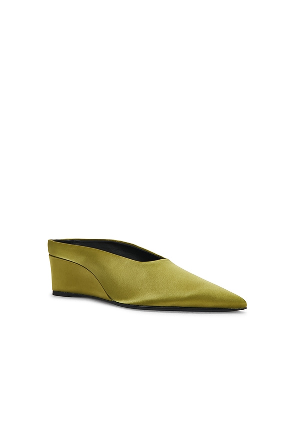 view 2 of 5 Satin Pointed Gala Wedge in Moss