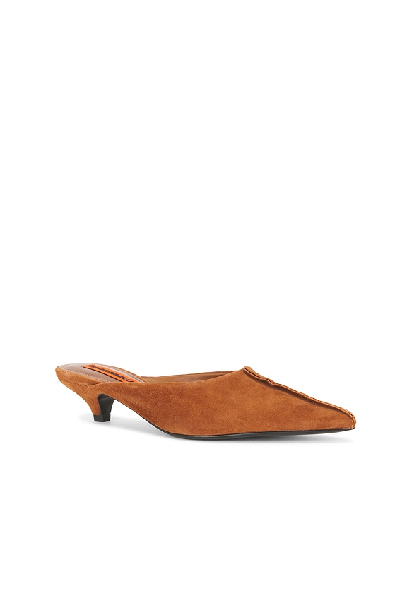 view 2 of 5 Suede Arrow Mule Pump in Sepia Brown