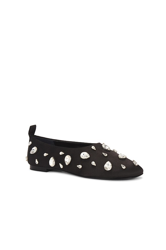 view 2 of 5 ZAPATO PLANO TEARDROP CRYSTAL RIAD in Black & Clear