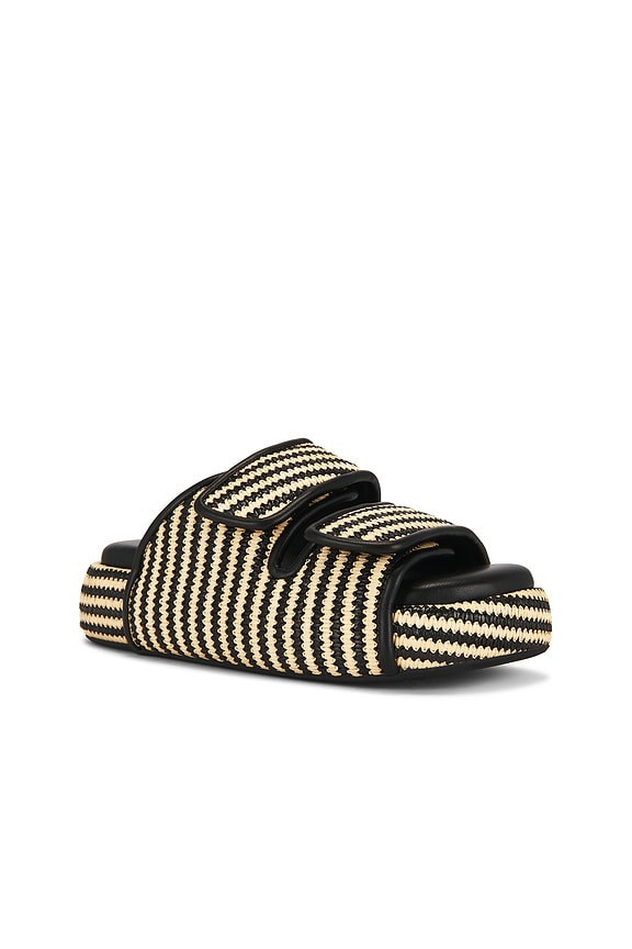 view 2 of 5 Stripe Raffia Cro Slide in Black & White Micro Stripe