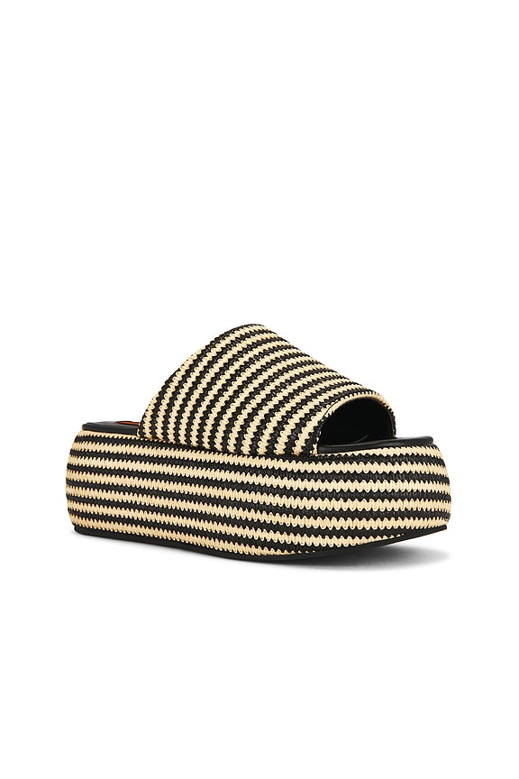 view 2 of 5 Stripe Raffia Cloudy Platform Sandal in Black & White Micro Stripe