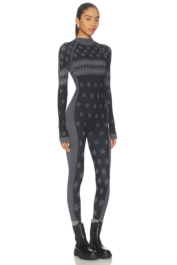 view 2 of 4 First Layers Turtleneck Catsuit in Obsidian Winter Fairisle
