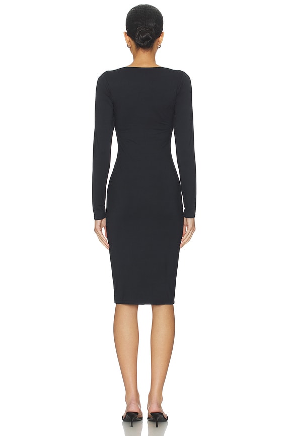 smooth layers midi dress SKIMS Square Neck Long Sleeve in Obsidian Square neck
