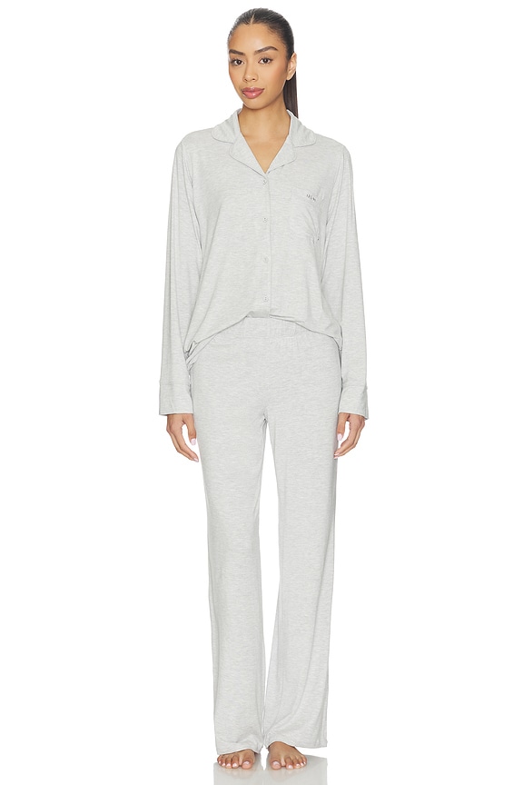 view 2 of 5 Skims Sleep Long Sleeve Button Up Sleep Set in Light Heather Grey