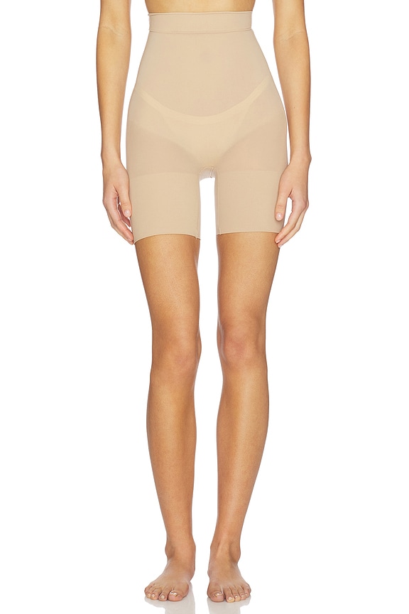 view 1 of 4 Sheer Seamless Mid Thigh Short in Clay