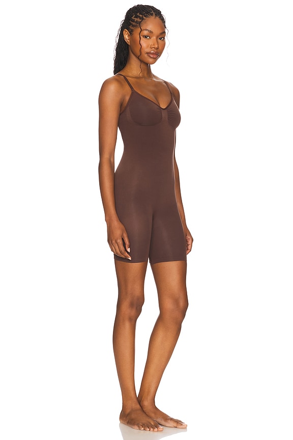 view 2 of 3 Seamless Sculpt Mid Thigh Bodysuit in Cocoa