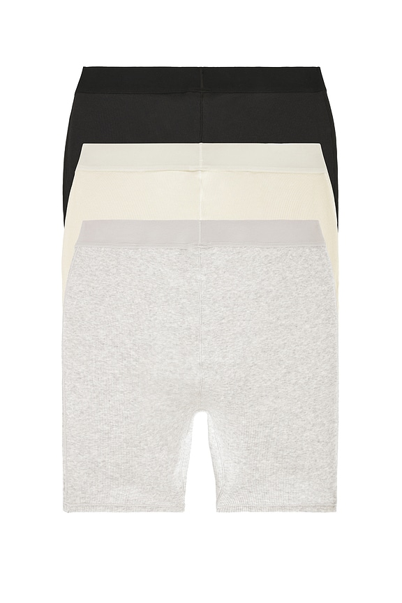view 2 of 2 Cotton Rib 3 Pack Boxer Short in Bone, Light Heather Grey, & Soot