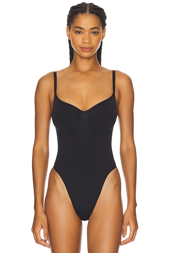 view 2 of 5 Seamless Sculpt Thong Bodysuit in Onyx