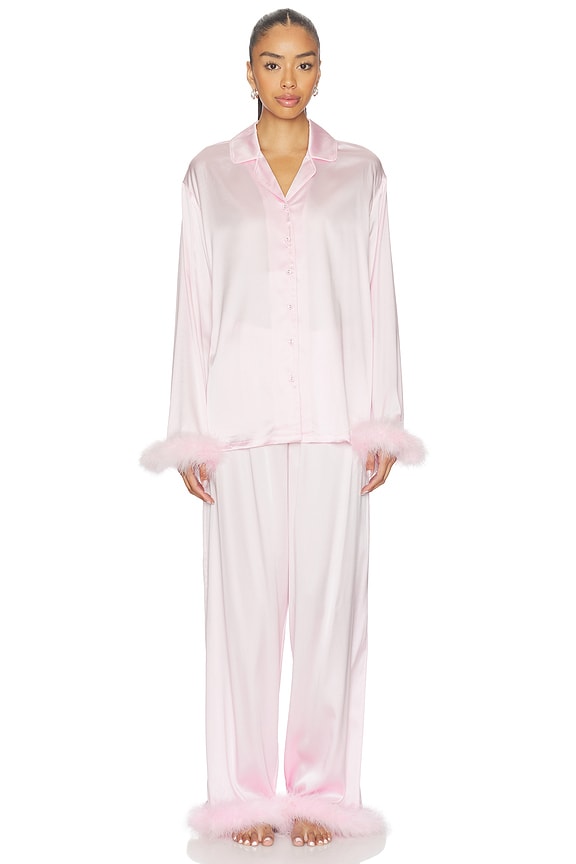 view 2 of 4 Feather Trim Long Set in Cherry Blossom