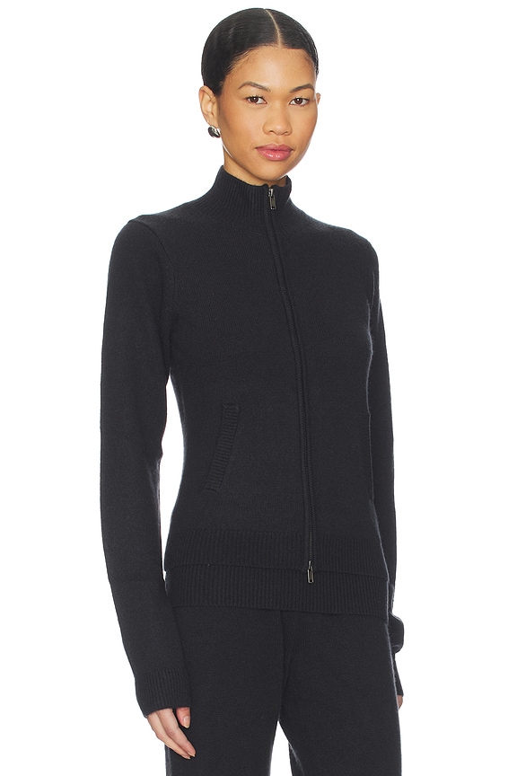view 2 of 4 Wool Cashmere Zip Up Mock Neck Sweater in Onyx