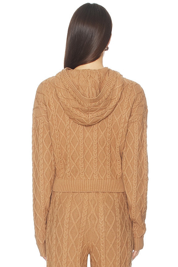 トップス High Density Ds Knit SKIMS Sweater Knit Shrunken Zip Up Hoodie in Dark Honey | REVOLVE