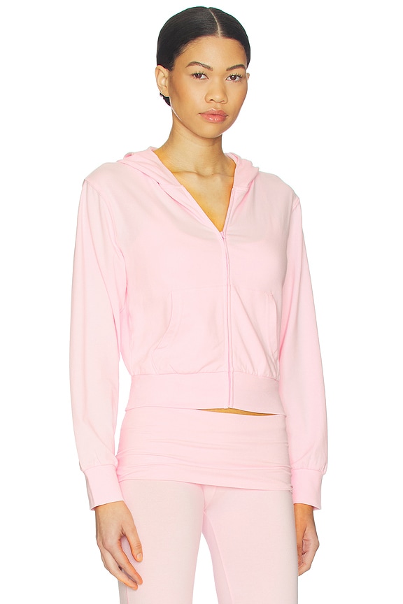 view 2 of 4 Cotton Jersey Zip Up Slim Hoodie in Cherry Blossom