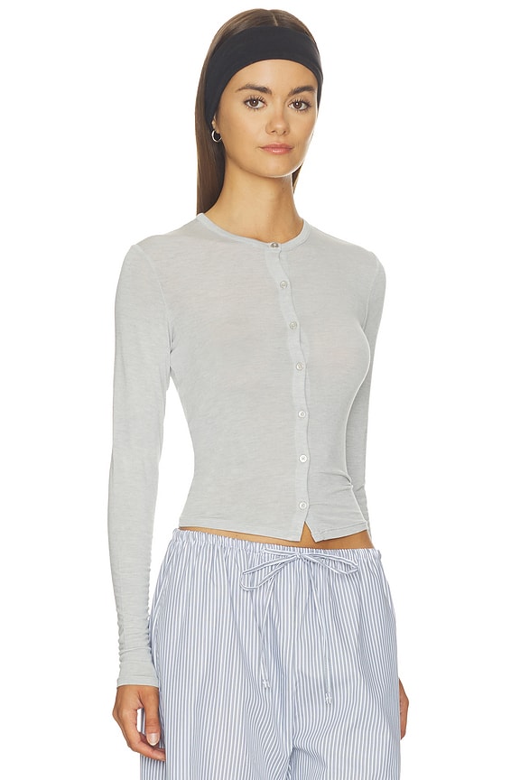 view 2 of 4 Sheer Modal Cardigan in Heather Grey