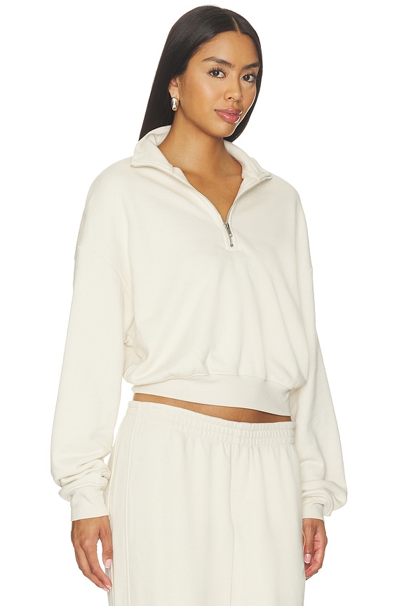 view 2 of 4 Drapey French Terry Half Zip Pullover in Buff