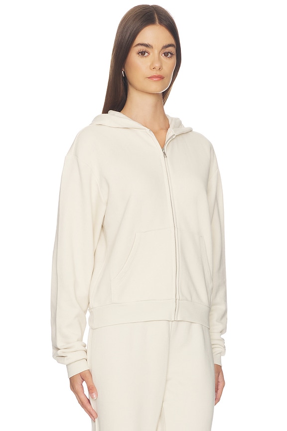 view 2 of 4 Drapey French Terry Shrunken Zip Up Hoodie in Buff