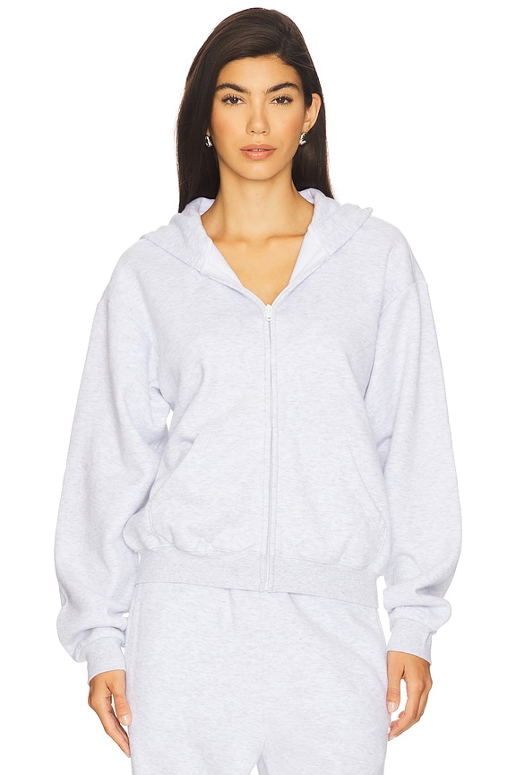 view 2 of 5 Cotton Fleece Classic Zip-up Hoodie in Light Heather Grey