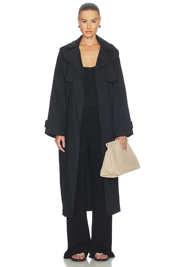 view 1 of 4 Swiss Cotton Sateen Trench Coat in Onyx
