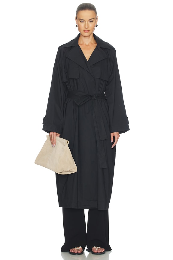 view 2 of 4 Swiss Cotton Sateen Trench Coat in Onyx