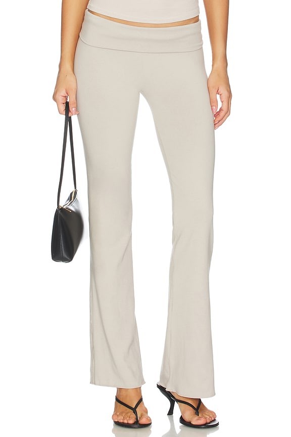 view 1 of 6 PANTALON À REVERS EN JERSEY DE COTON in Stone