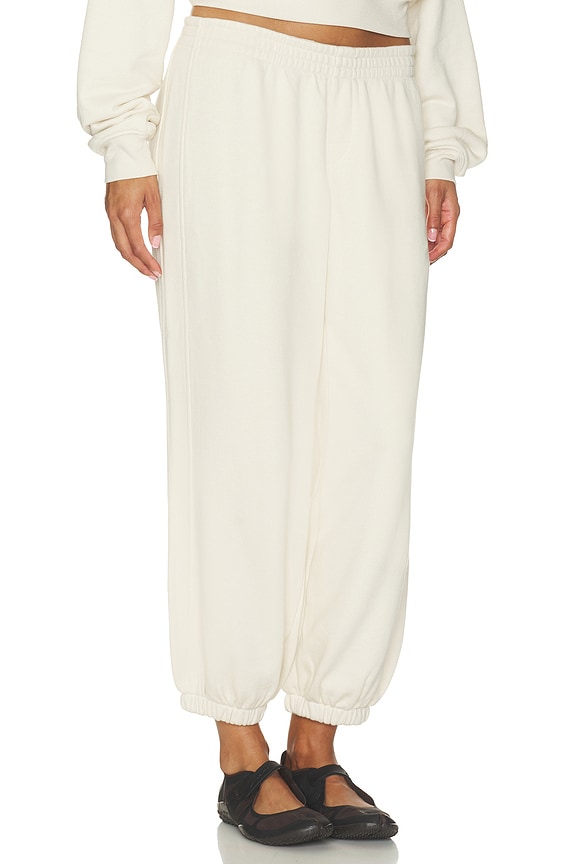 view 2 of 6 Drapey French Terry Cropped Low Rise Jogger in Buff