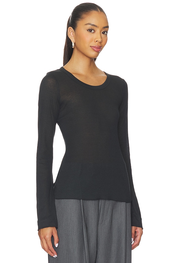 view 2 of 4 Sheer Cotton Long Sleeve Top in Soot