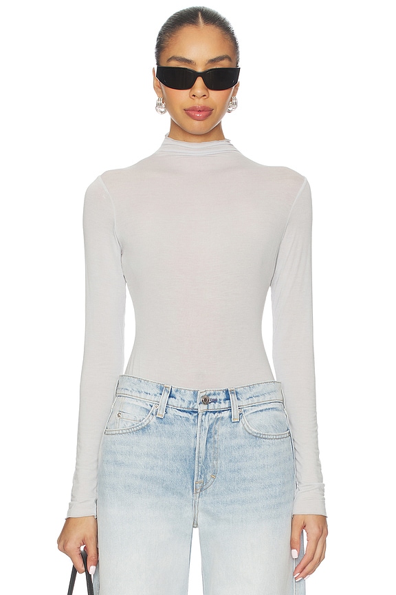 view 1 of 5 БОДИ С ДЛИННЫМ РУКАВОМ И ВОРОТНИКОМ-СТОЙКОЙ in Mist