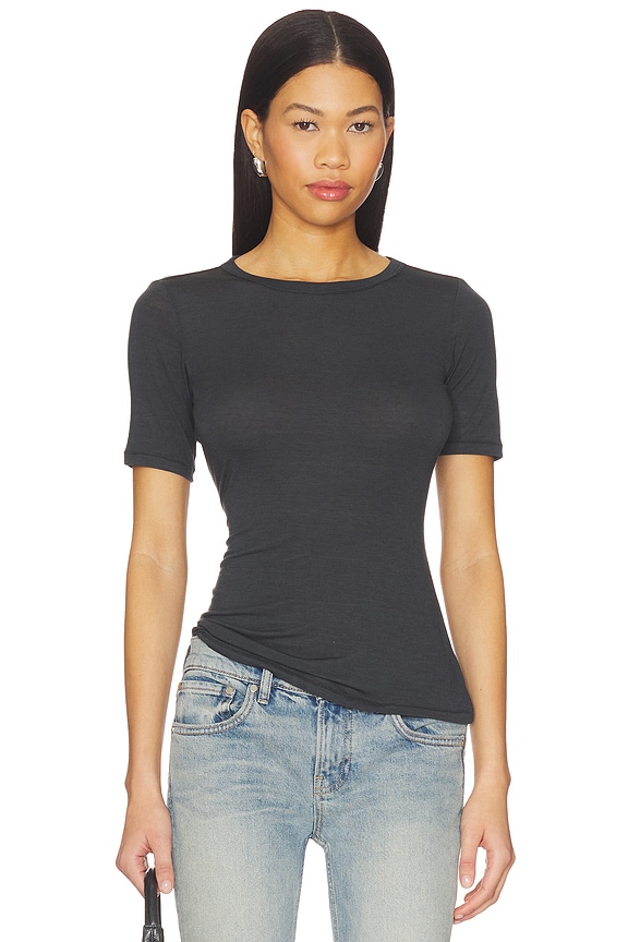 view 1 of 4 Sheer Modal T-shirt in Onyx