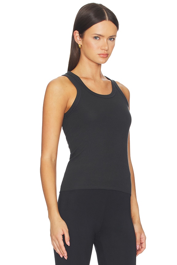 view 2 of 4 Cotton Rib High Scoop Tank in Soot