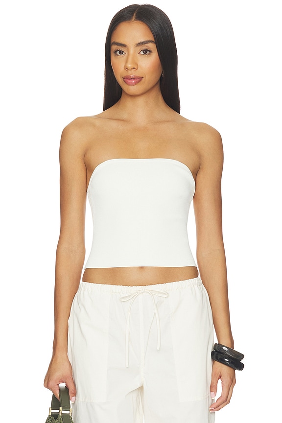 view 1 of 4 Refined Knit Tube Top in Egret