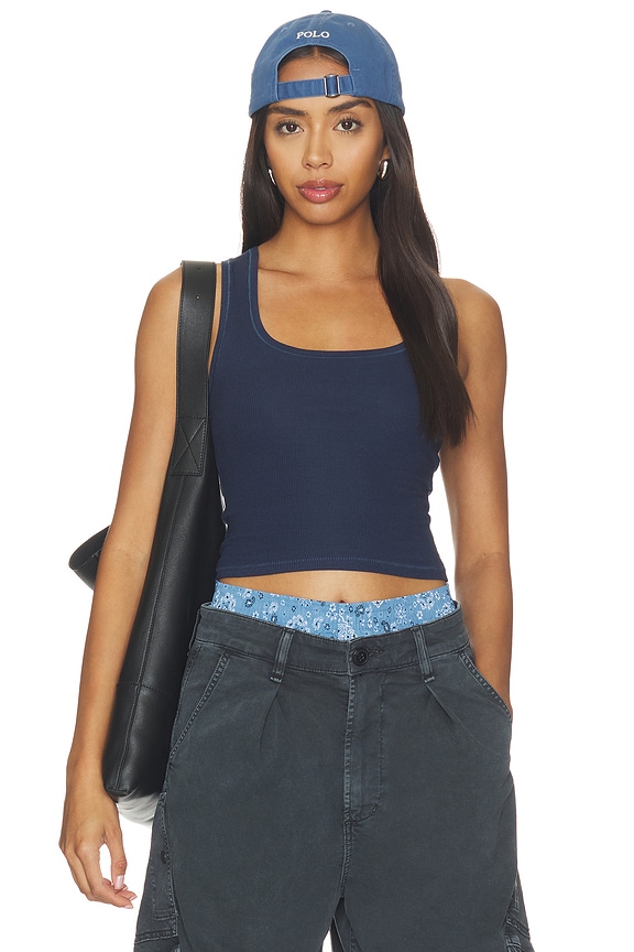 view 1 of 4 Cotton Rib Tank in Navy