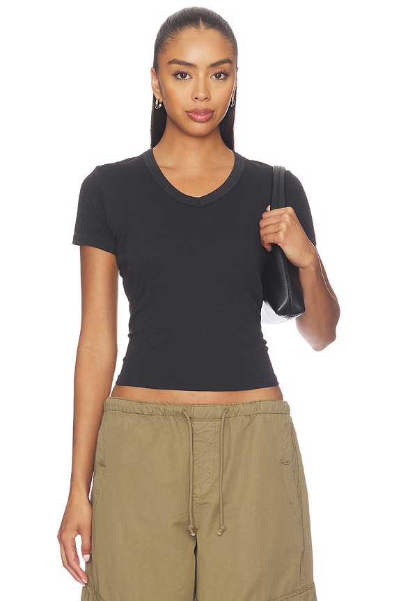 view 1 of 4 CAMISETA DE CUELLO EN V ESTILO JERSEY in Washed Onyx